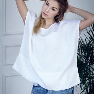 Ready To Ship / Linen Tunic, Linen Shirt, Linen Top with Side Slits, Linen blouse CASABLANCA, Linen tops for women image 3