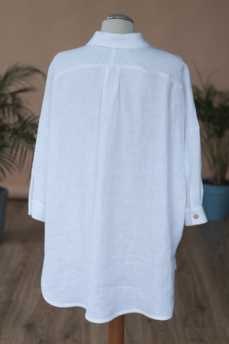 Linen Shirt With Buttons In White Oversized Linen Shirt Etsy