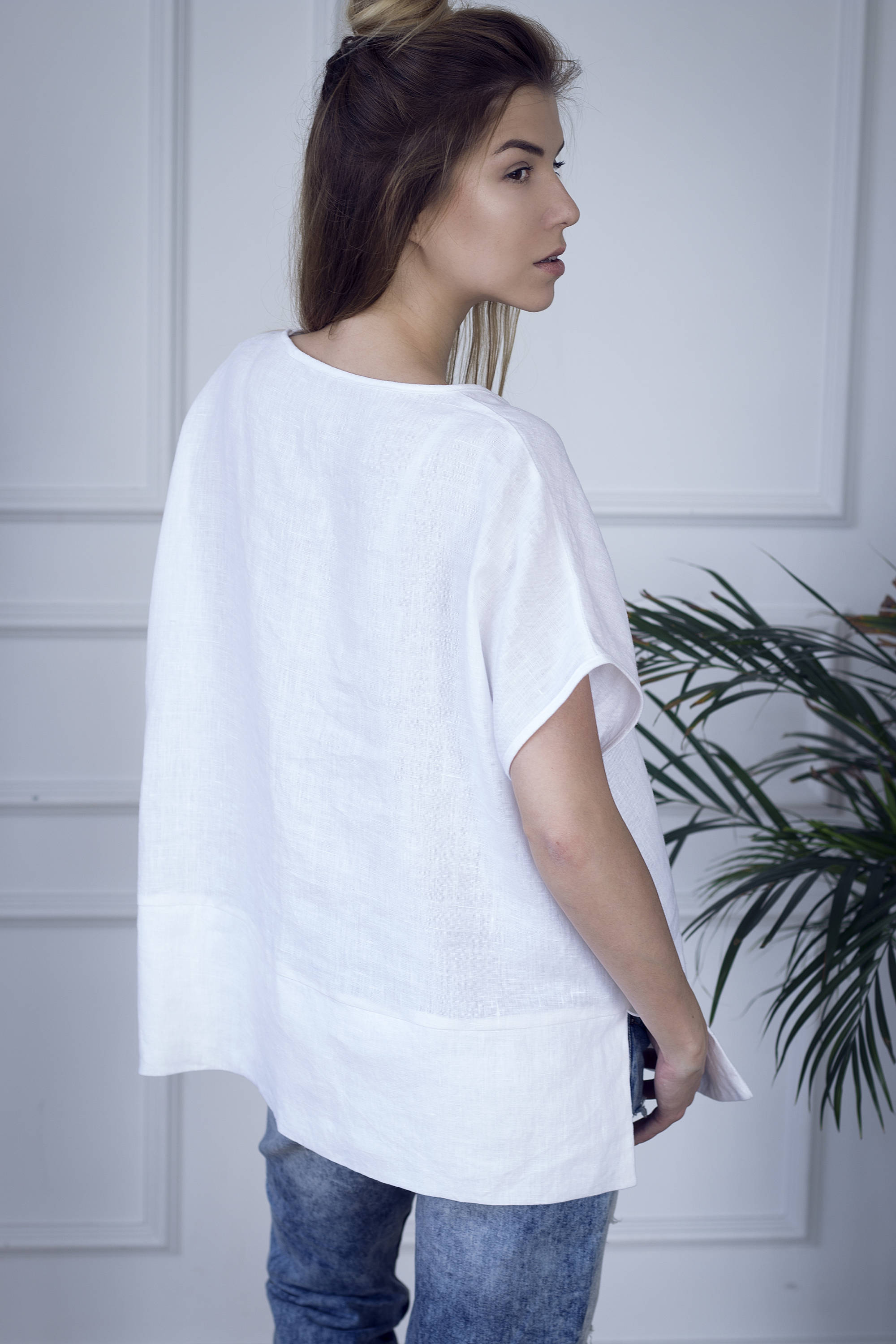 Oversized Linen Top Brooklyn in White Soft Washed White Linen - Etsy