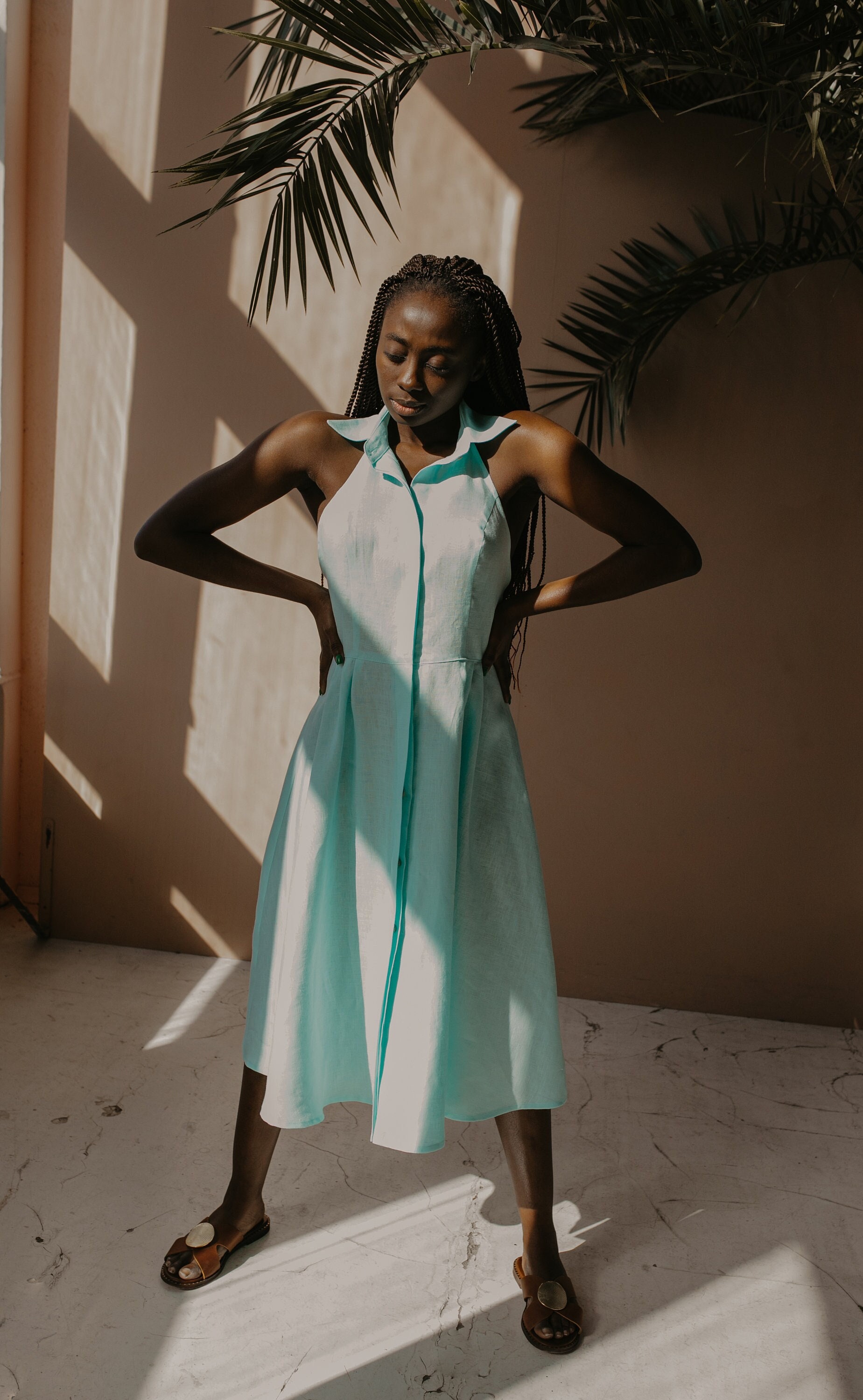 Linen halter dress cheap