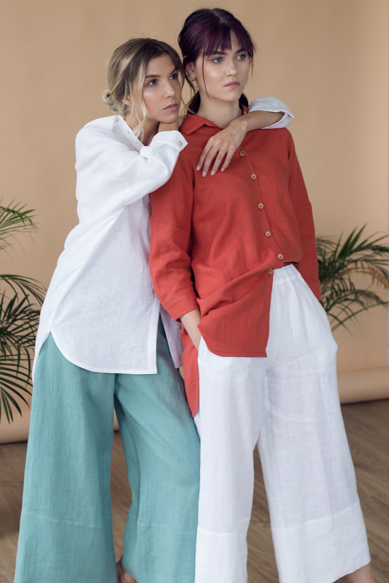 Linen Shirt, Linen Blouse, Button up Shirt, Long Sleeve Shirt LISBON, Linen Tops for Women image 5