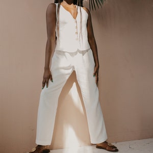 Linen Vest, Linen Waistcoat, Womens Linen Vest With Buttons, Tailored Vest MONACO, Linen Tops for Women image 6