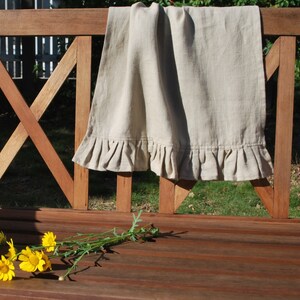 Ruffled Washed Linen Tea Towel, Dish Towel, Ruffled Kitchen Towel, Soft Washed Linen Hand Towel, Linen Kitchen Towel