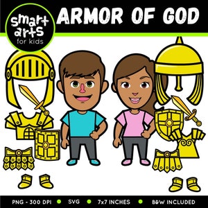 Rüstung Gottes Clip Art - Bibel basiert - Gottes Wort - Rüstung Clipart - Bibelgeschichte - VBS - Schutz - Sonntagsschule - SVG Cricut - Vektor