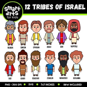 12 Tribos de Israel Clip Art - tribos de Israel - baseado na Bíblia - personagens da Bíblia - 12 tribos de Israel clipart - história da Bíblia - SVG Cricut