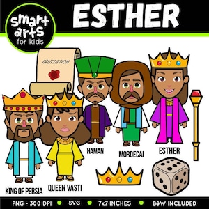 Esther Clip Art - bible based - bible characters - SVG Cricut - instant download - bible story - esther - VBS - Sunday School - bible story