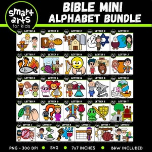 Bibel Mini Alphabet Clip Arts COLOSSAL Bundle - VBS - Bibel Clip Art - sofortiger download - SVG Cricut - png clip art - Sonntagsschule