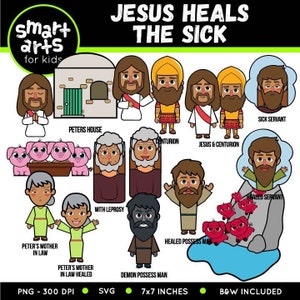 Jesus heilt die Kranken Clip Art - bibelbasiert - Figuren aus der Bibel - SVG Cricut - Sonntagsschule - VBS - sofort download - Bibelgeschichte