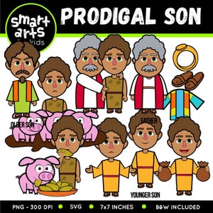 Clipart del hijo pródigo - basado en la Biblia - personajes bíblicos - parábola - historia bíblica - Lázaro - SVG Cricut - hijo pródigo - Escuela Bíblica de Verano - Escuela Dominical