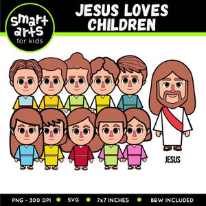 Jésus aime les enfants Clip Art - personnages de la Bible - personnages de la Bible - SVG Cricut - vecteur - clipart png - VBS - téléchargement immédiat - histoire biblique