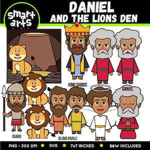 Daniel na Cova dos Leões Clip Art - baseado na Bíblia - personagens da Bíblia - SVG Cricut - VBS - história da Bíblia - escola dominical - download instantâneo