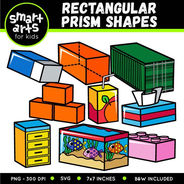 Rectangular Prism Shapes Clip Art - graphique numérique - rectangulaire - formes rectangulaires - téléchargement instantané - png clipart - 3d - SVG Cricut