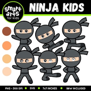 Ninja Kid Clip Art - digital character - ninja kid - ninja - SVG Cricut - pngcliparts - diversity ninja - instant download