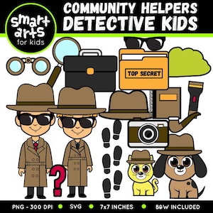 Detective Clip Art - png - png clipart - graphics artwork - Detective kids  - Detective  clipart - jobs clipart - SVG Cricut - Vector