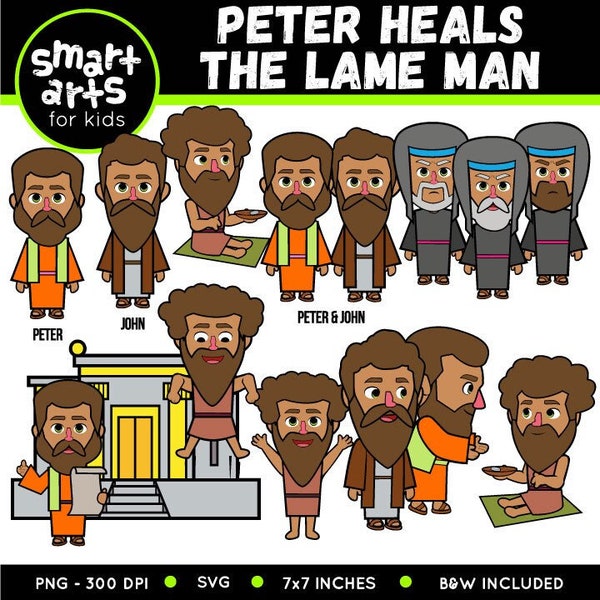 Peter Heals the Lame Man Clipart - bible based - bible characters - SVG Cricut - png clip arts - VBS - Sunday School - bible story