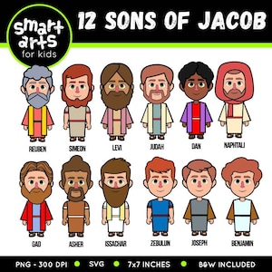 12 Sons of Jacob Clip Art - jacob sons - bible based - bible characters - 12 sons of jacob clipart - bible story - SVG Cricut - VBS