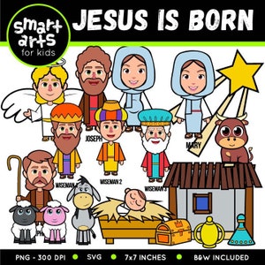 Jesus ist geboren Clip Art - bibelbasiert - Bibelfiguren - SVG Cricut - Sonntagsschule - VBS - sofortdownload - Bibelgeschichte - Krippe
