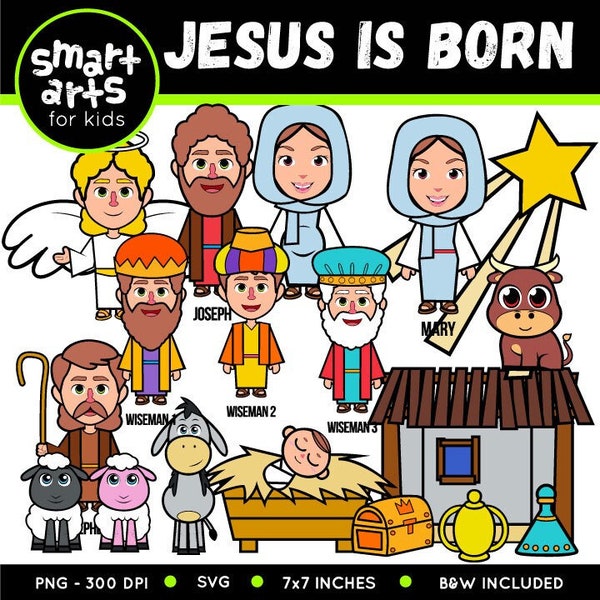 Jesus Is Born Clip Art - bible based - bible characters - SVG Cricut - sunday school - VBS - instant download - bible story - nativity