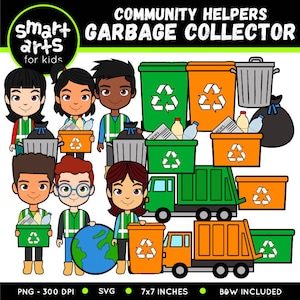 Garbage Collector Clip Art - png - png clipart - grafische illustraties - trash collector - SVG Cricut - banen clipart - Vector