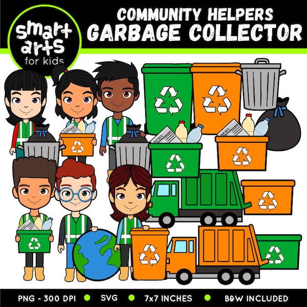 Garbage Collector Clip Art - png - png clipart - graphics artwork - trash collector  - SVG Cricut - jobs clipart - Vector