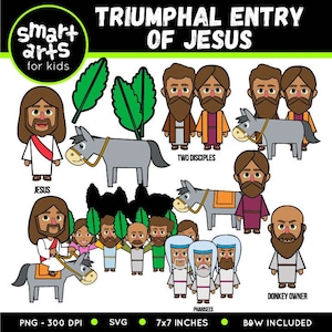 De triomfantelijke intocht van Jezus Clipart - op de bijbel gebaseerd - bijbelpersonages - SVG Cricut - png-clip arts - VBS - zondagsschool - bijbelverhaal