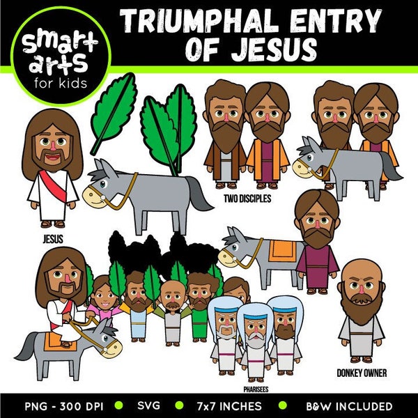 The Triumphal Entry of Jesus Clipart - bible based - bible characters - SVG Cricut - png clip arts - VBS - Sunday School - bible story