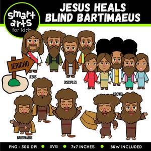 Jesus heilt blinden Bartimäus Clipart - bibelbasiert - Schriftzeichen aus der Bibel - SVG Cricut - png ClipArts - VBS - Sonntagsschule - Bibelgeschichte