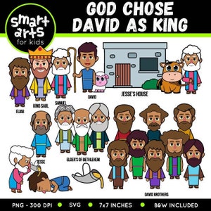 Gott erwählte David als König Clipart - auf der Bibel basierend - Zeichen der Bibel - VBS - sofortiger Download - SVG Cricut - Sonntagsschule - Bibelgeschichte