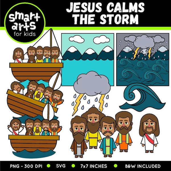 Jesus Calms the Storm Clipart - bible based - bible characters - SVG Cricut - png clip arts - VBS - Sunday School - bible story