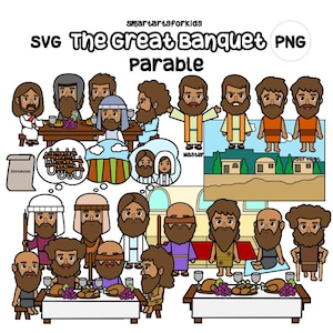 Gleichnis vom großen Bankett Clip Art - Bibel basiert - Gleichnis - biblische Geschichte - VBS - Schutz - Sonntagsschule - SVG Cricut - Vektor