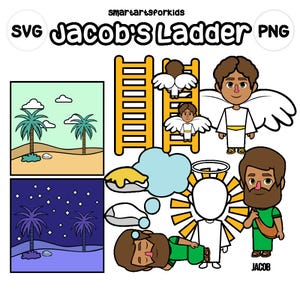 Drabina Jakuba Clip Art - oparta na Biblii - postacie biblijne - VBS - natychmiastowe pobranie - SVG Cricut - Wektor - szkoła niedzielna - historia biblijna