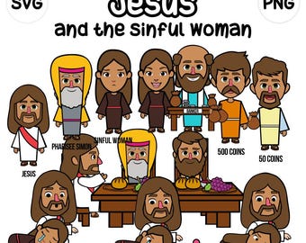 Jesus and the Sinful Woman - bible based - bible characters - SVG Cricut - png clip arts - VBS - Sunday School - bible story