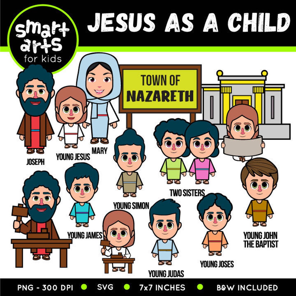 Jesus as a Child Clip Art Bible Based Bible Characters | Etsy