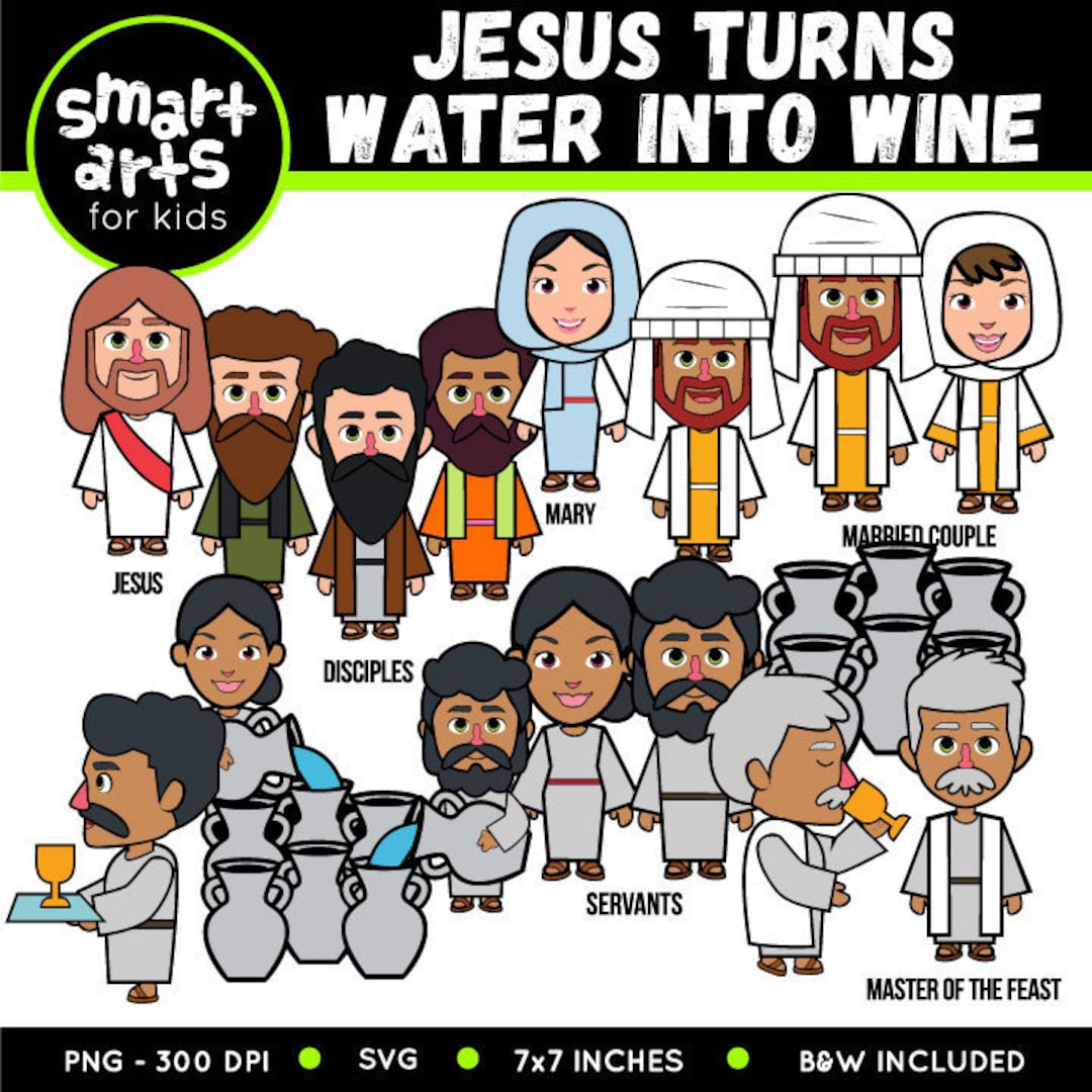 Jesus Turns Water Into Wine Clipart Bible Based Bible - Etsy Jesus Turns Water Into Wine Clipart Bible Based Bible - Etsy