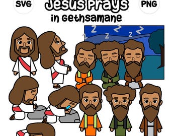 Gesù prega nel Getsemani Clip Art - Basato sulla Bibbia - Getsemani - prega - storia della Bibbia - VBS - Gesù - Scuola domenicale - SVG Cricut - Vettore