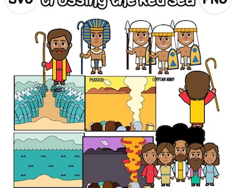 Crossing The Red Sea - bible based - bible characters - SVG Cricut - Vector - pngcliparts - instant download - moses - bible story