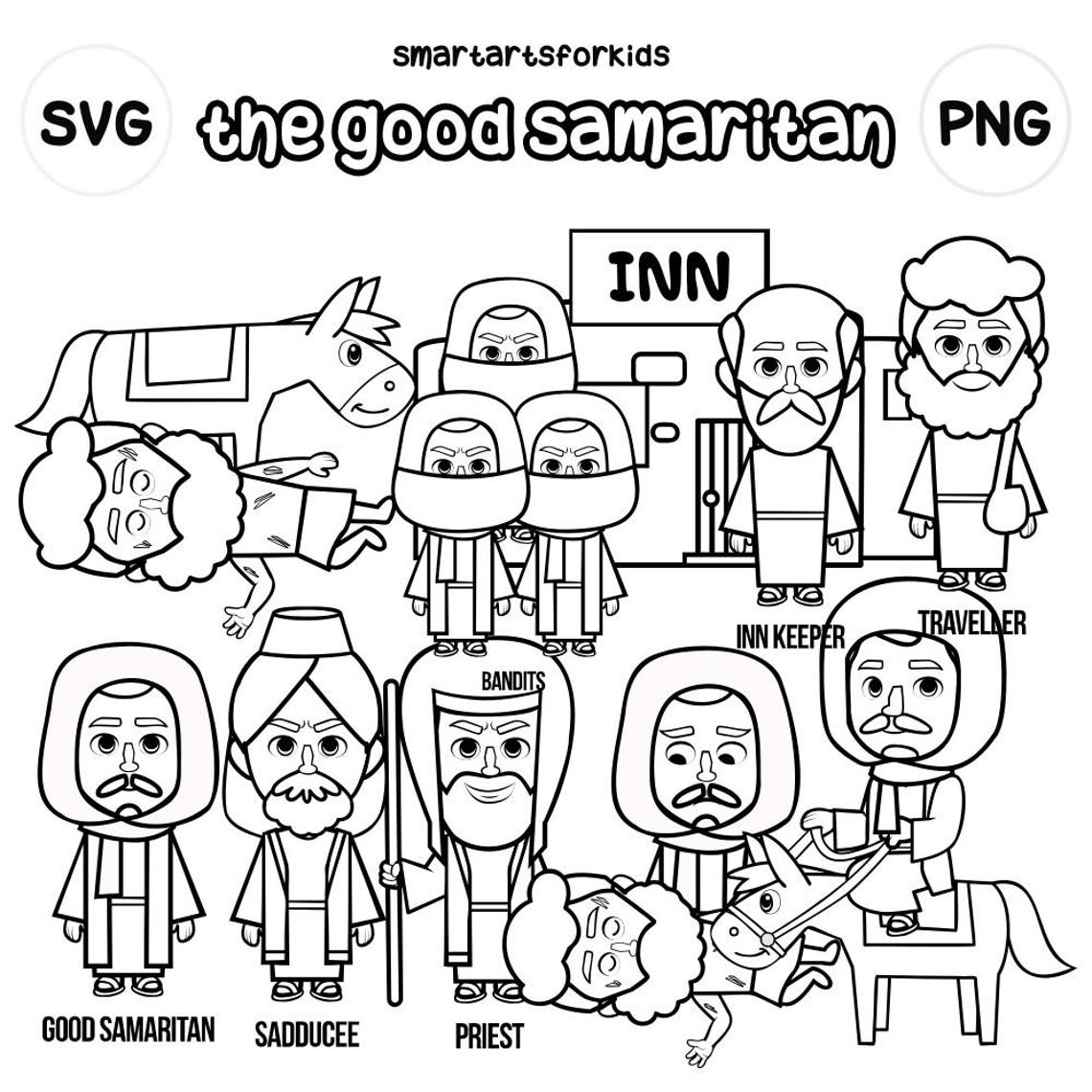 Good Samaritan Clip Art – Bible Story SVG Cricut, PNG, Instant Download ...