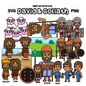 David and Goliath Clip Art - bible based - bible characters - SVG Cricut - Vector - VBS - bible story - instant download - david and goliath