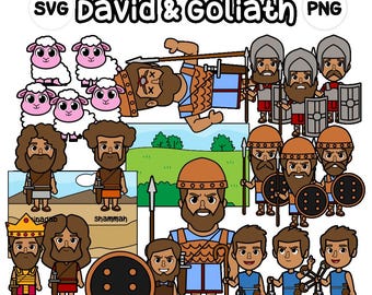 David and Goliath Clip Art - bible based - bible characters - SVG Cricut - Vector - VBS - bible story - instant download - david and goliath