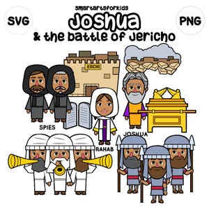 Joshua und die Schlacht von Jericho Clip Art - bibelbasiert - Figuren aus der Bibel - VBS - sofortiger Download - SVG Cricut - Sonntagsschule - Bibelgeschichte