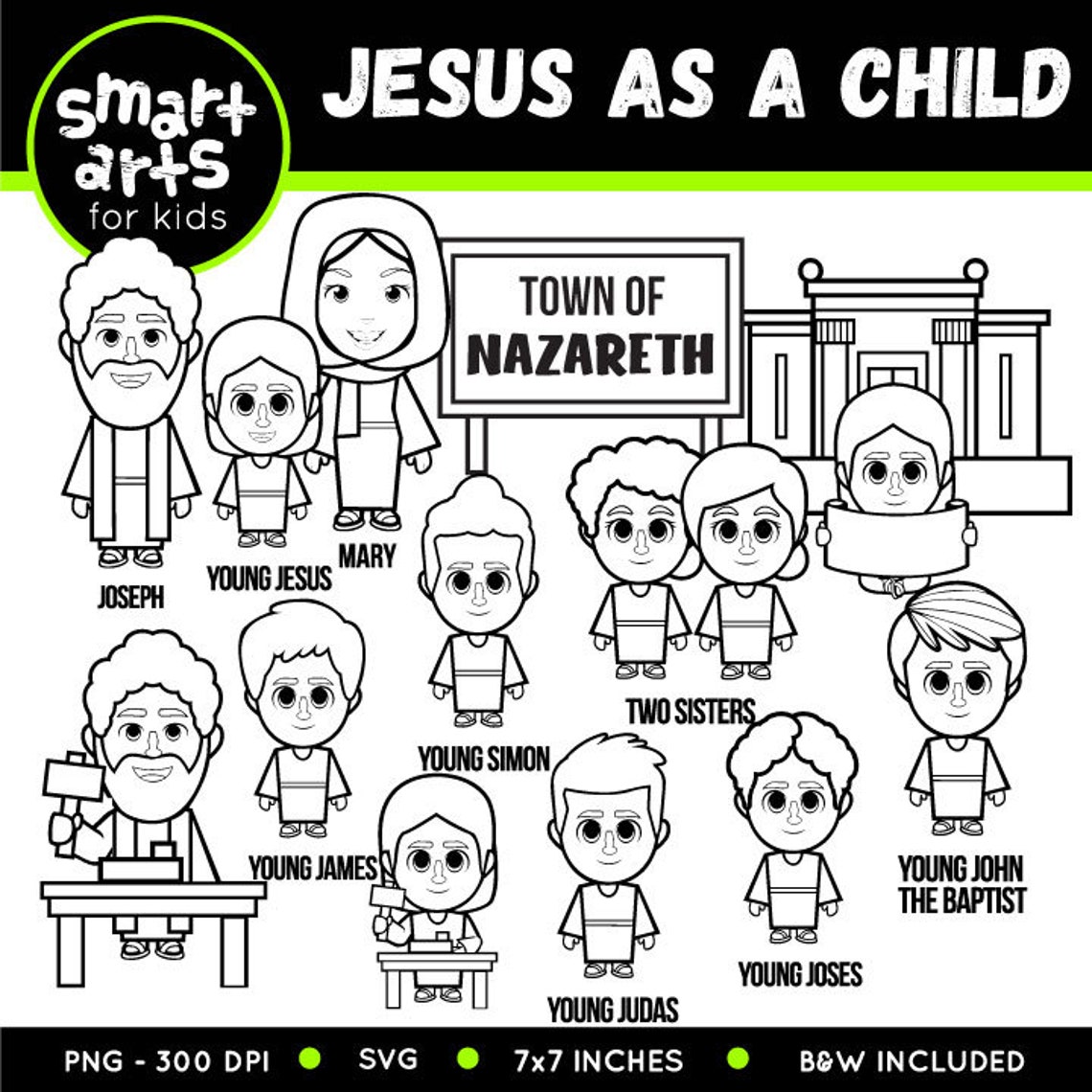 Jesus as a Child Clip Art - Bible Based - Bible Characters - SVG Cricut ...