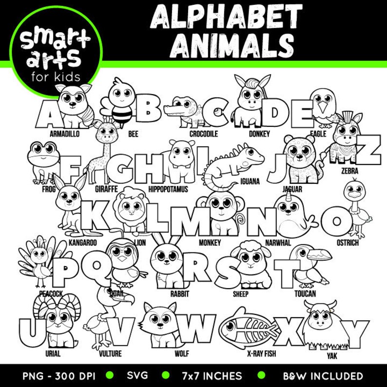 Alphabet Animals Clip Art Art for Kids Alphabet Clip Art - Etsy