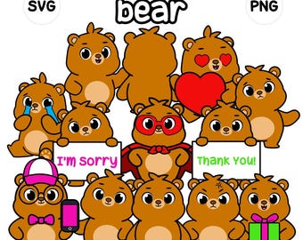 Clip Art di orso - Arte per bambini - orso - download immediato - SVG Cricut - Vettore - clipart png - grafica artistica