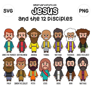 Jesus and 12 Disciples Clip Art - 12 disciples - bible based - bible characters - Sunday School - bible story - SVG Cricut - VBS