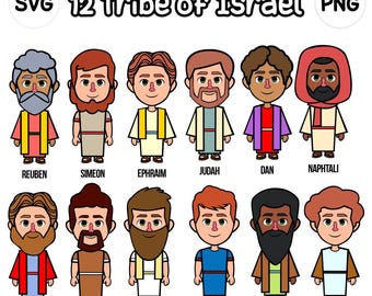 12 Tribes of Israel Clip Art - tribes of israel - bible based - bible characters - 12 tribes of israel clipart - bible story - SVG Cricut