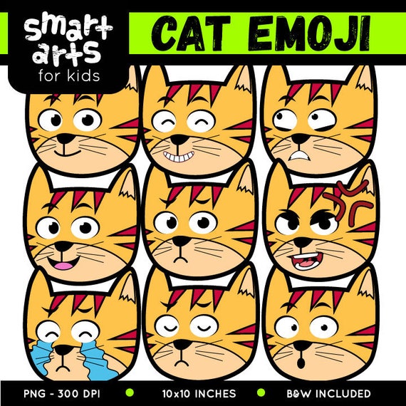Download Cat Emoji Clip Art Cartoon Digital Graphics Cat Emoji Etsy PSD Mockup Templates