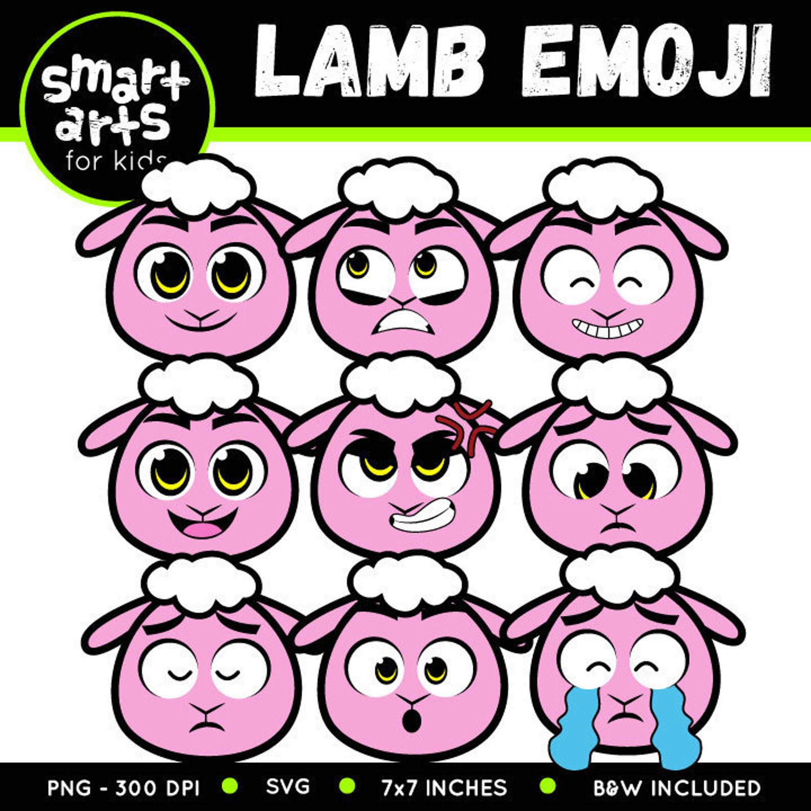 Spring Lamb Emoji Clip Art Cartoon digital graphics lamb Etsy