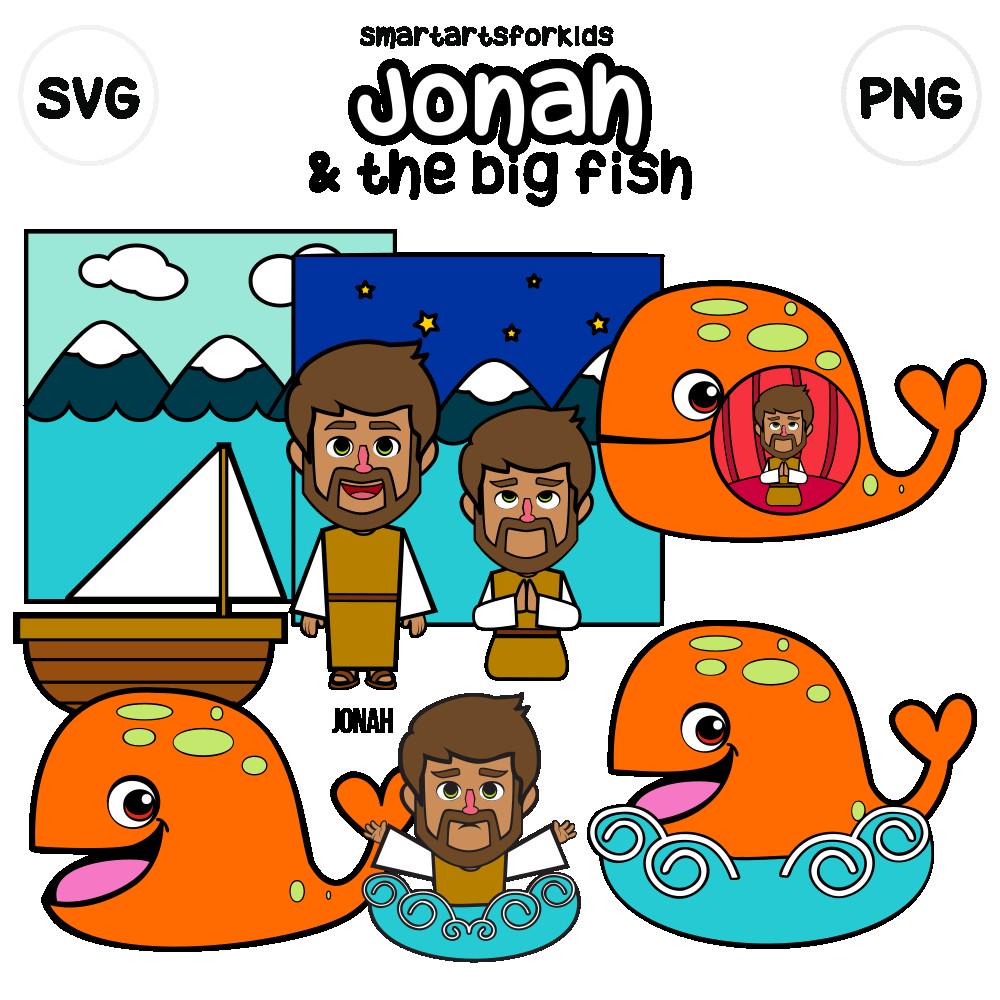 Jonah And The Big Fish Clip Art- bible based - bible characters - jonah clipart - VBS - instant download - SVG Cricut - Vector