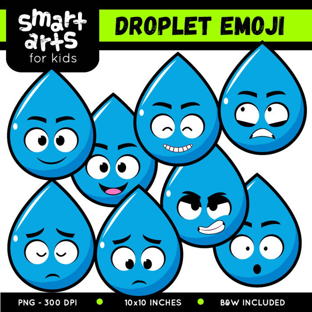 Droplet Emoji Clip Art Cartoon Digital Graphics Droplet Etsy Israel
