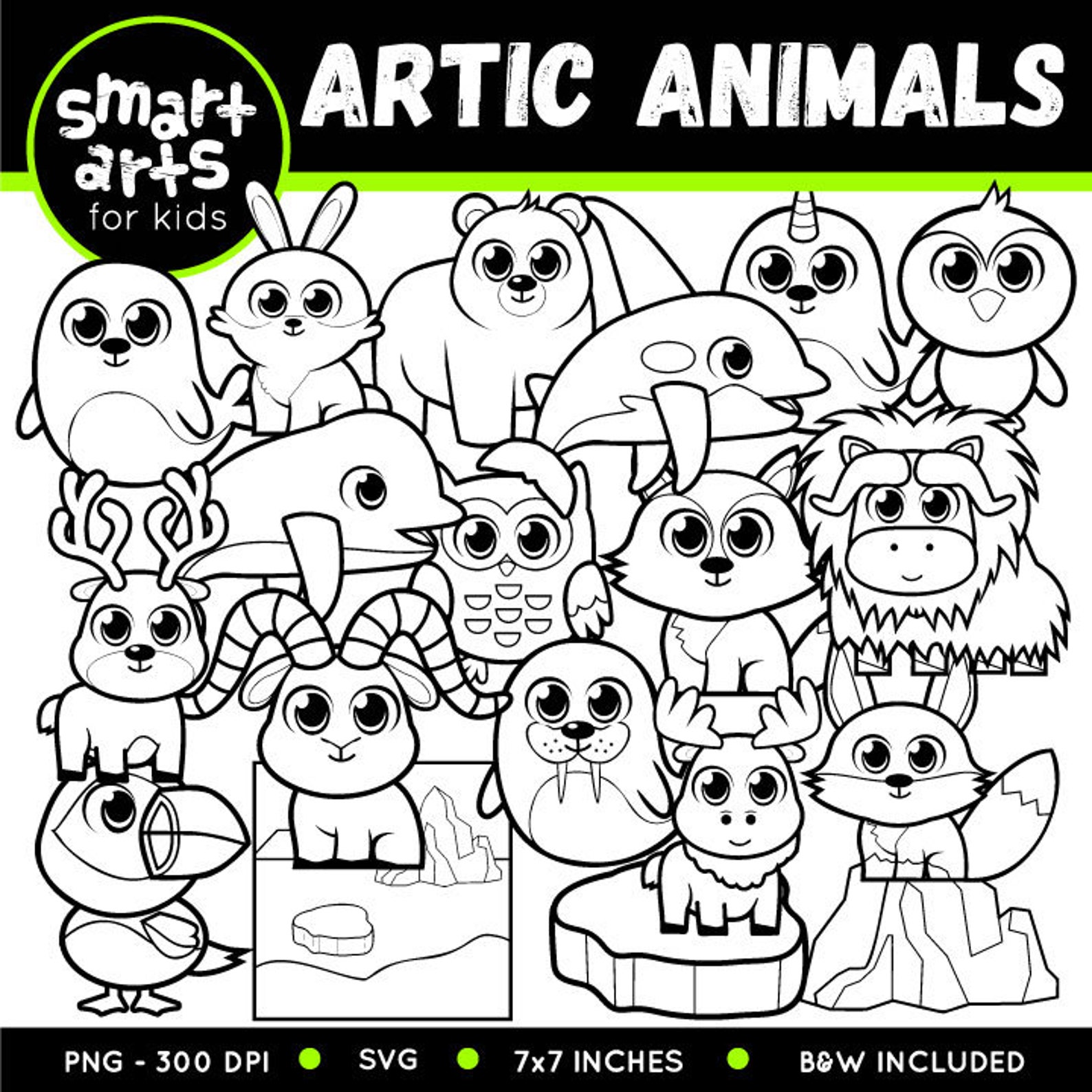 Arctic Animals Clip Art - Cartoon - Arctic - Instant Download - SVG ...